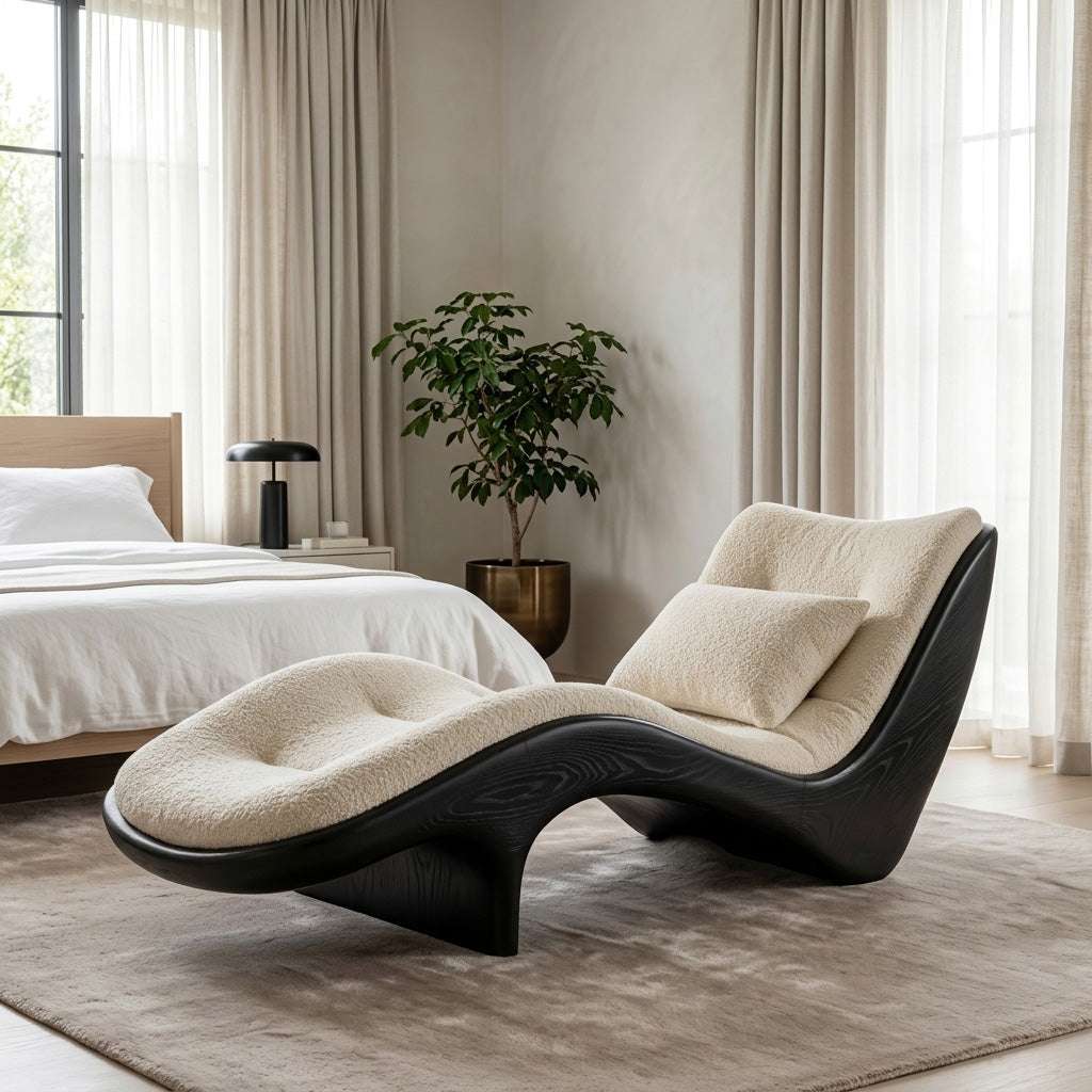 Organic Modern Natural Wood Lounge Chair For Reading Nook