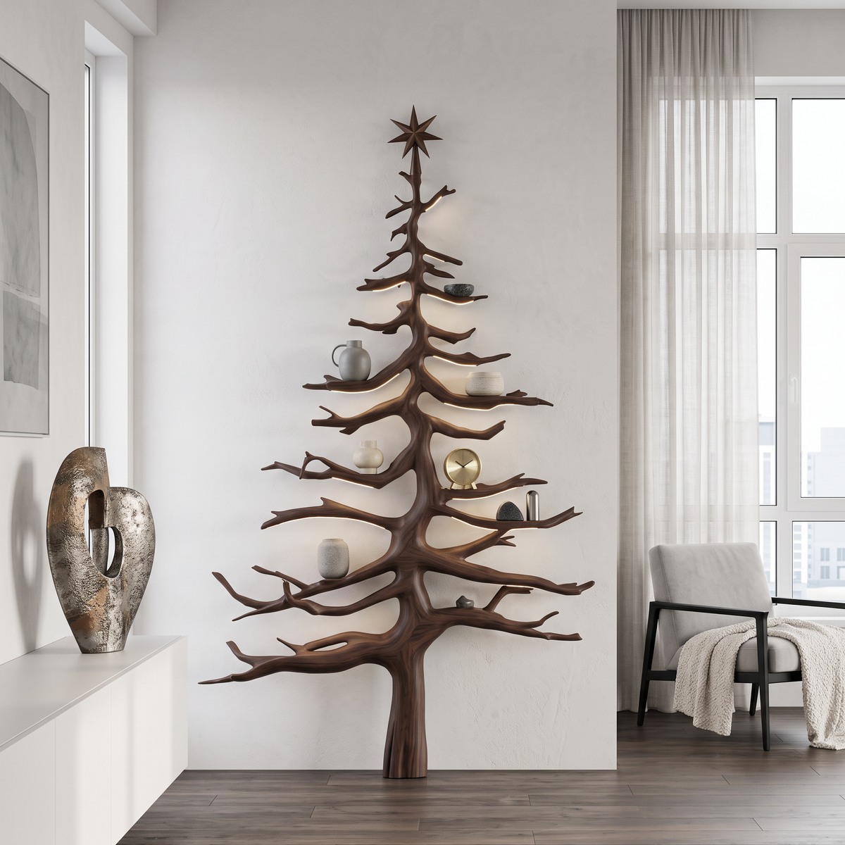 Rustic Christmas Tree Wall Decor Living Room
