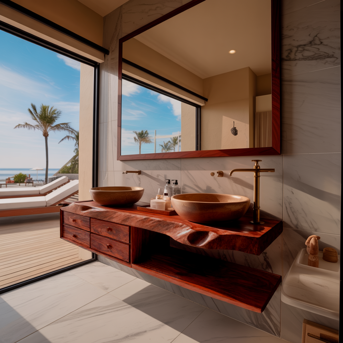 Aurelin Shore Live Edge Floating Bathroom Vanity With Drawers
