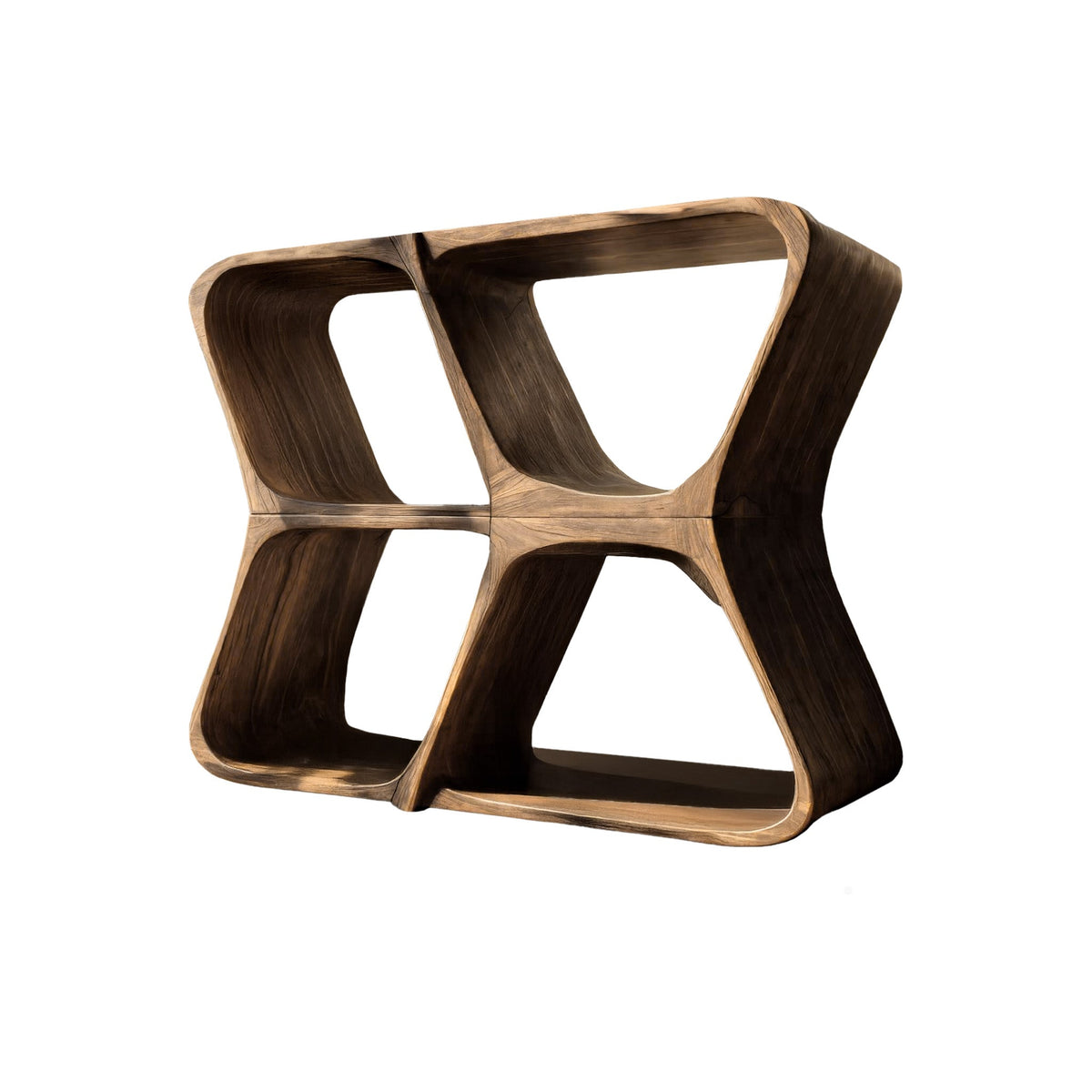 Harmona Sculpted Solid Wood Record Player Stand With Storage