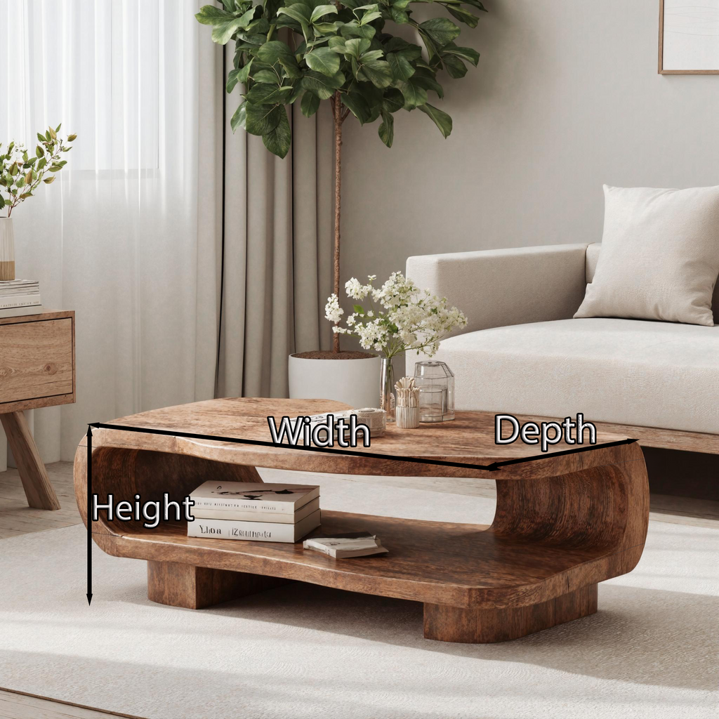 Farmhouse Wooden Coffee Table For Entryway Accent