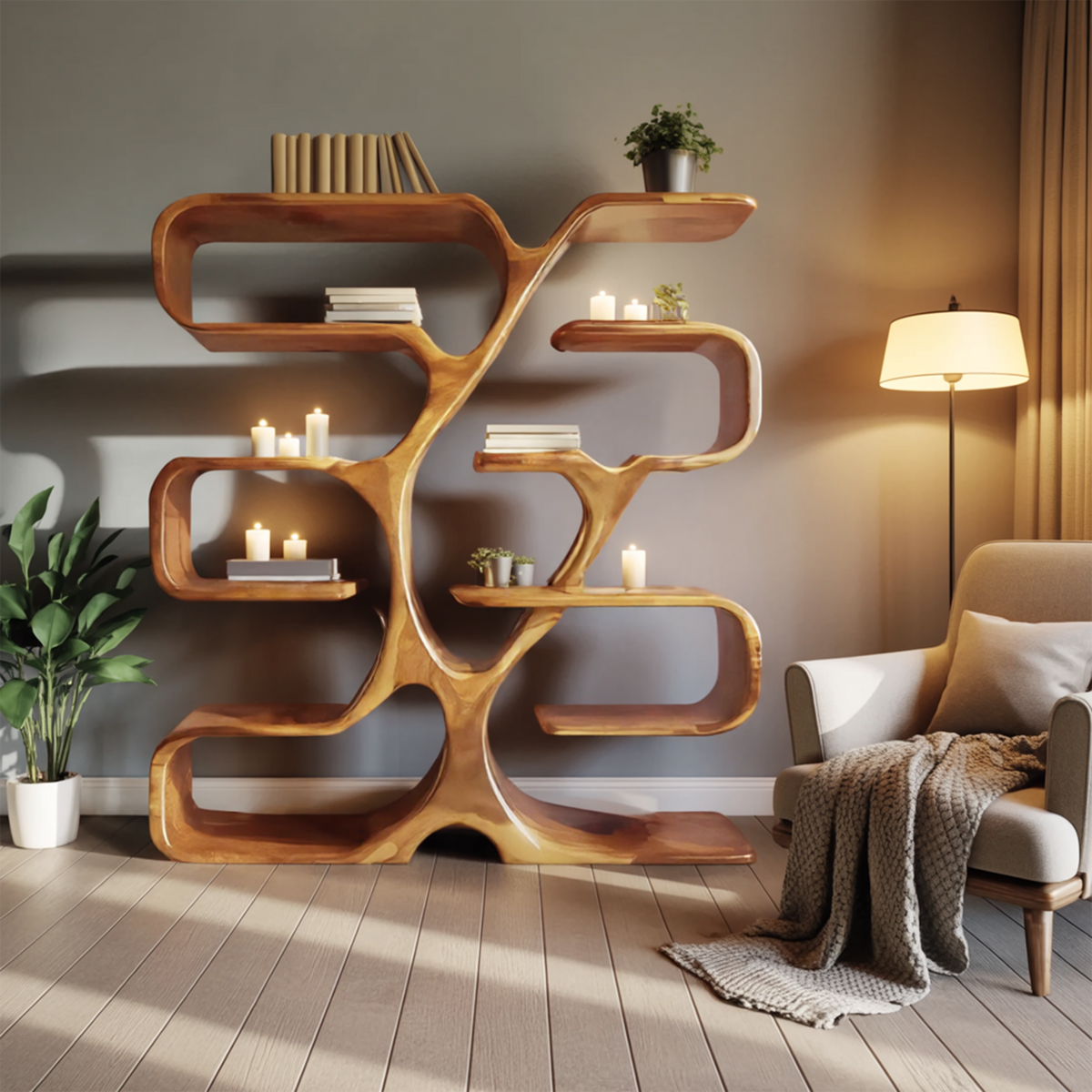 Artistic Bookshelf Display For Living Room Or Home Office